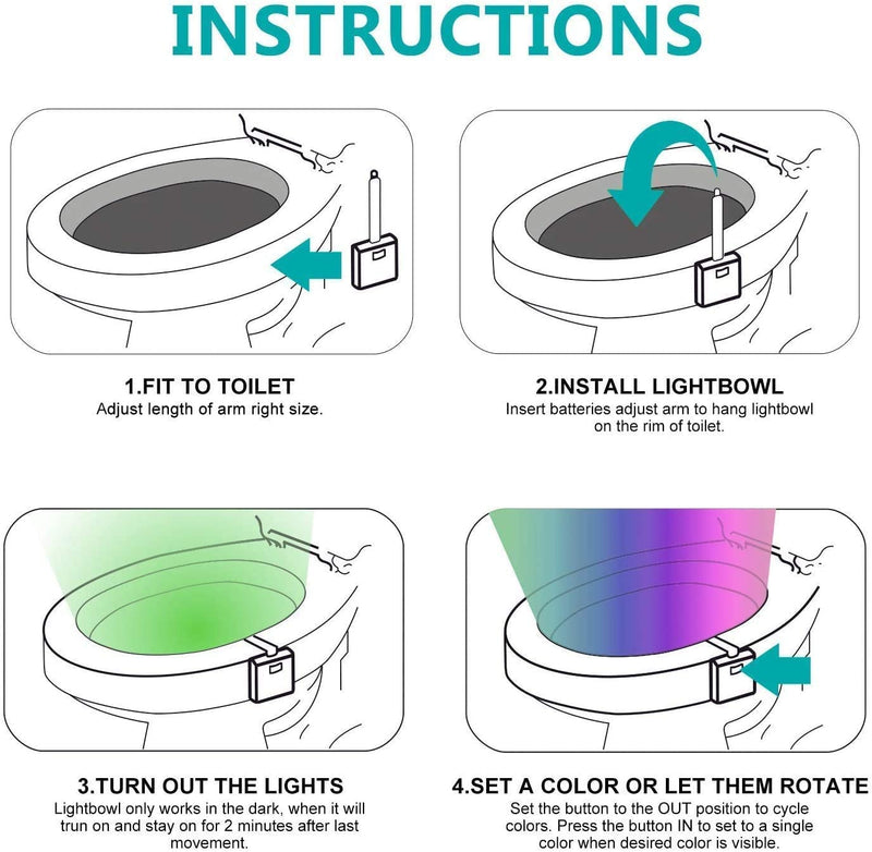 Smart PIR Motion Sensor Toilet Seat Night Light 8 Colors Waterproof Backlight