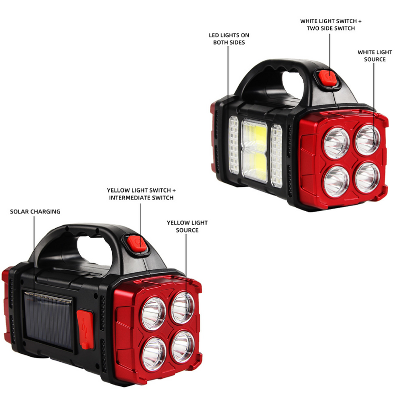 Dual-Sided Solar Rechargeable Floodlight