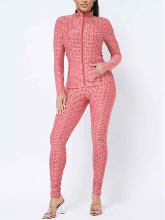 2-Piece Honeycomb Pattern Outfits For Women Activewear