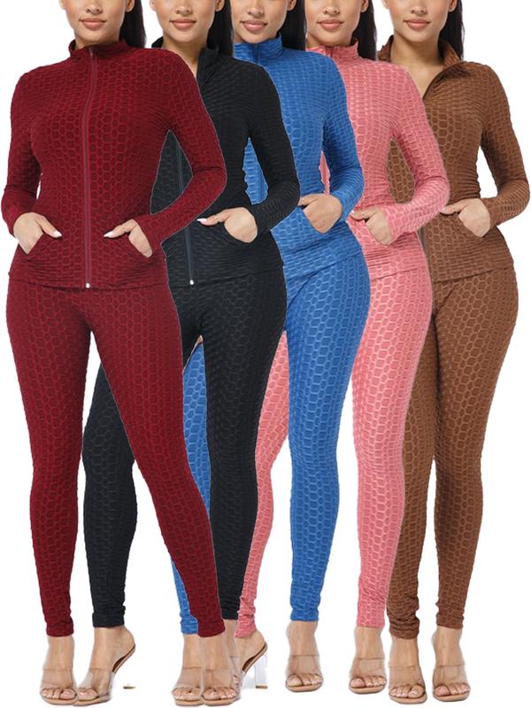 2-Piece Honeycomb Pattern Outfits For Women Activewear