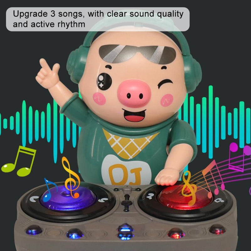 Funny Electric Music Dancing DJ Pig Toy With Colorful Spinning Lights