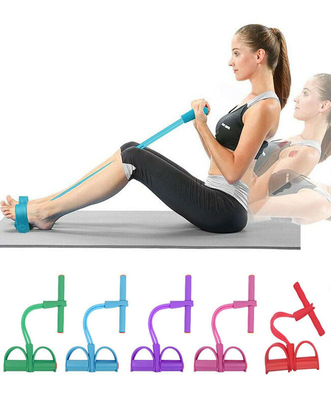 Fitness Exercise Gum 4 Tubing Elastic Rubber Pedals, Resistance Band With Sit-Up Pull Rope For Yoga, Pilates and Workout Equipment
