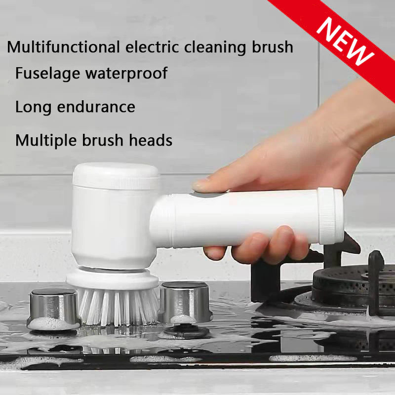 Electric Cleaning Brush Bathroom Wash Brush Kitchen Cleaning Tool USB 5-in-1 Handheld Bathtub Brush Electric Brush Cleaner Sink