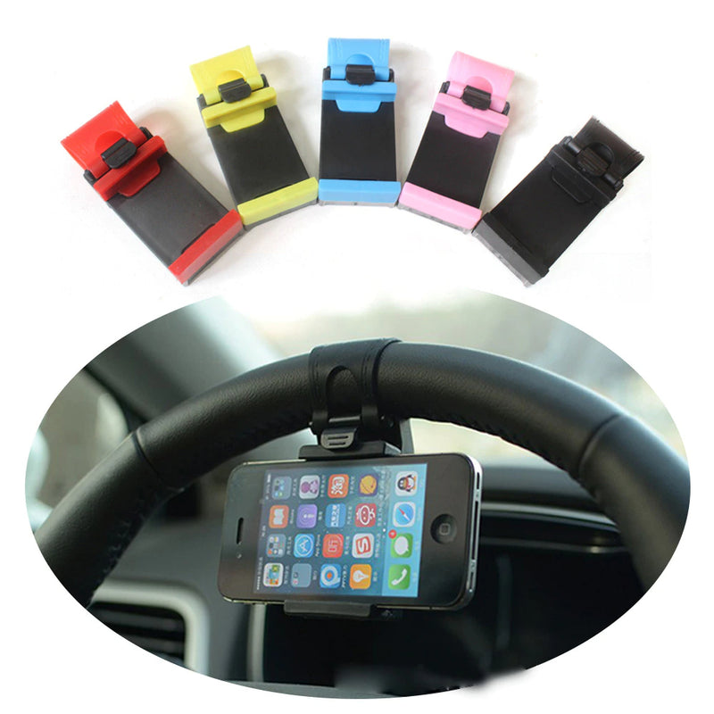 Universal Car Steering Wheel Mobile Phone Holder Mount Buckle Socket Holder Bike Clip Navigation GPS