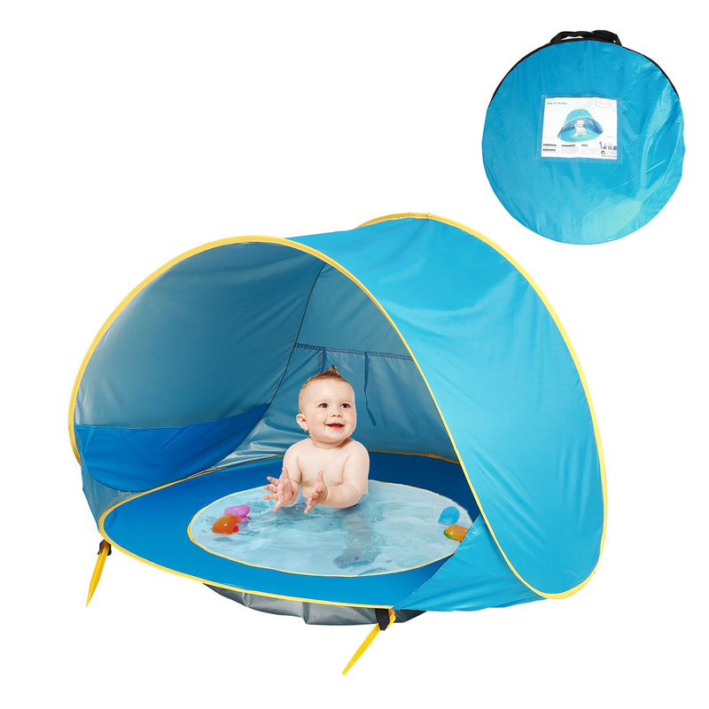 Lightweight and Compact Baby Beach Tent with Pool and UV Protection - Blue