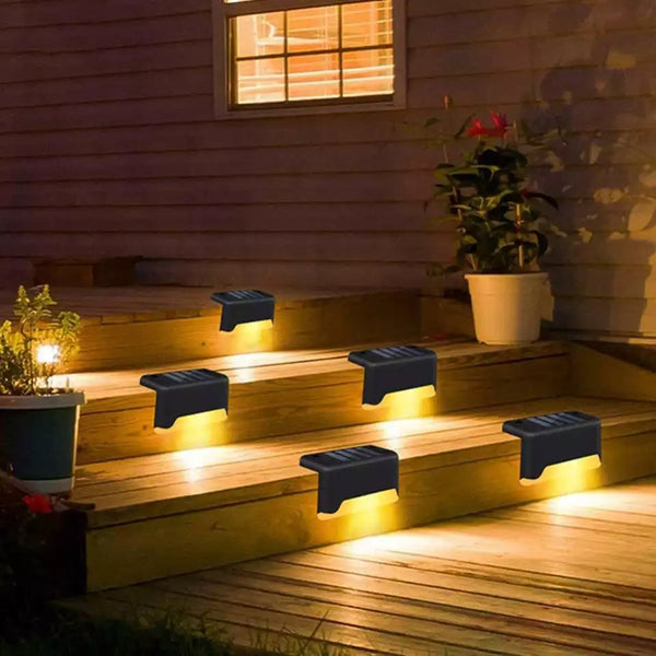 (12-Pack) Solar Deck Lights Outdoor Waterproof led, Warm White & Color Changing, Fence Post Solar Lights for Stairs, Fence, Deck, Garden, Patio Yard, Porch