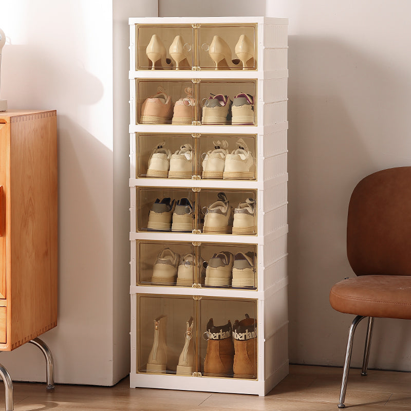 ShoeMate Cabinet: Elegant Stackable Shoe Cabinet With Transparent Doors