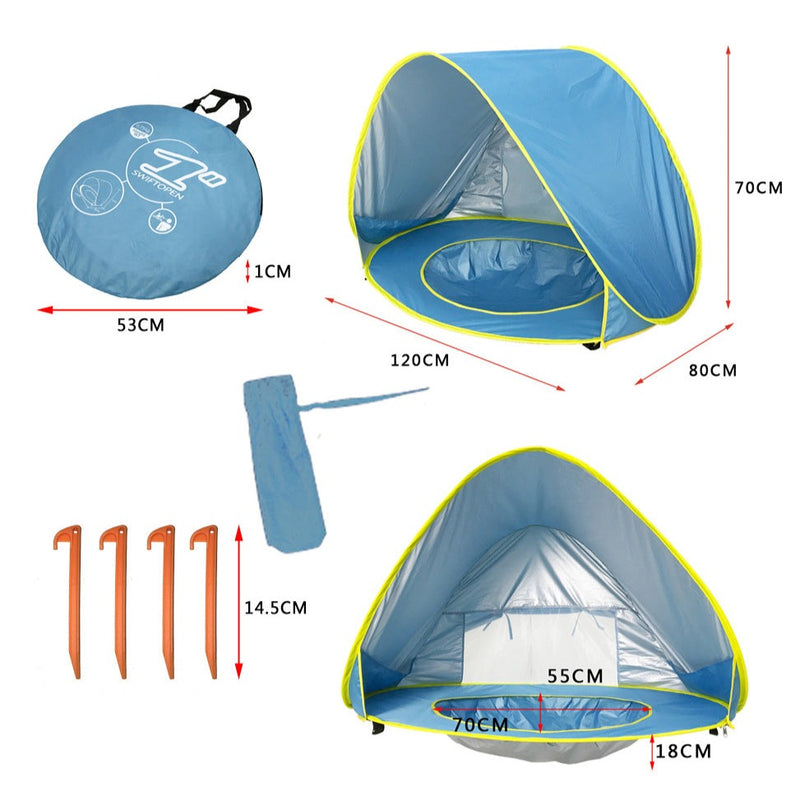  Lightweight and Compact Baby Beach Tent with Pool and UV Protection - Product Dimensions