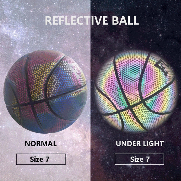 Ballons de basket réfléchissants PU Glow, taille 7