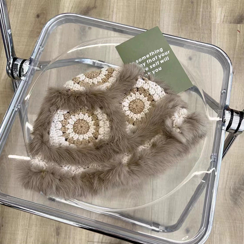 Japan Rabbit Retro Handmade Fur Knitted Beanies