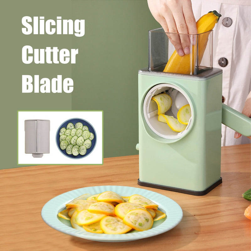 Multi-function Hand Rotary Vegetable Cutter With Push Lid