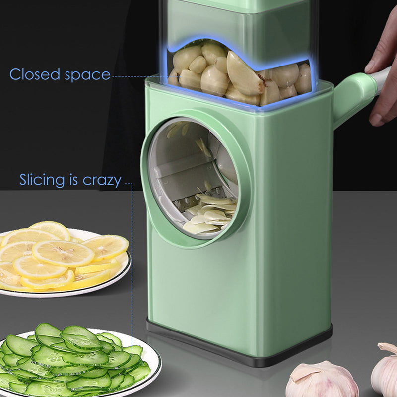 Multi-function Hand Rotary Vegetable Cutter With Push Lid
