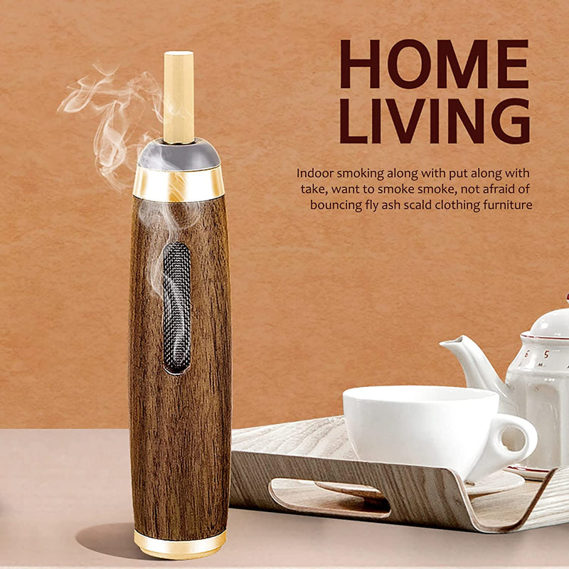 Portable Hand-held Ash-free Filter Walnut Ash Tray For Outdoor, Indoor and Car Smoking