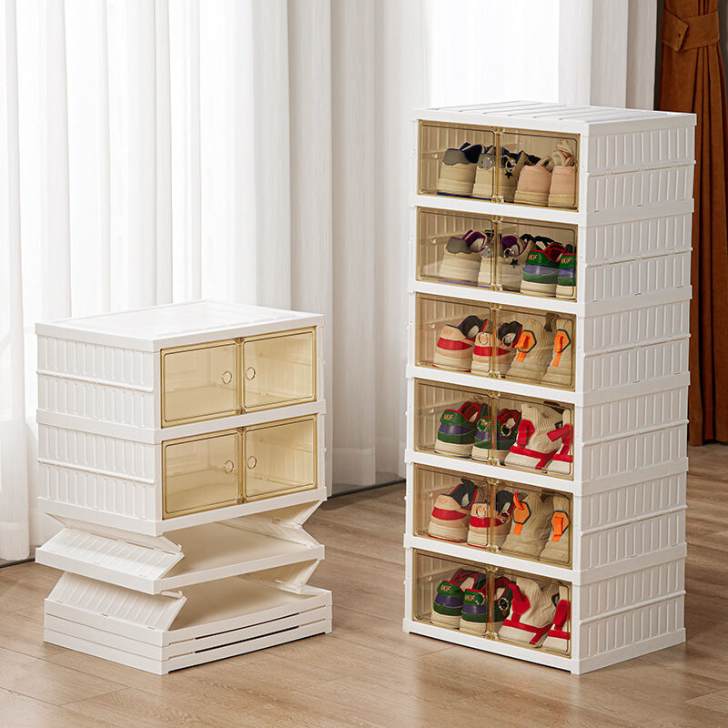 ShoeMate Cabinet: Elegant Stackable Shoe Cabinet With Transparent Doors