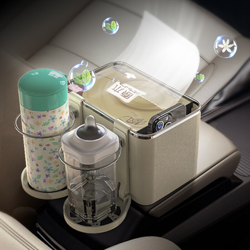 Multi-function Car Storage Box Armrest Organizers Car Interior Stowing Tidying Accessories for Phone Tissue Cup Drink Holder