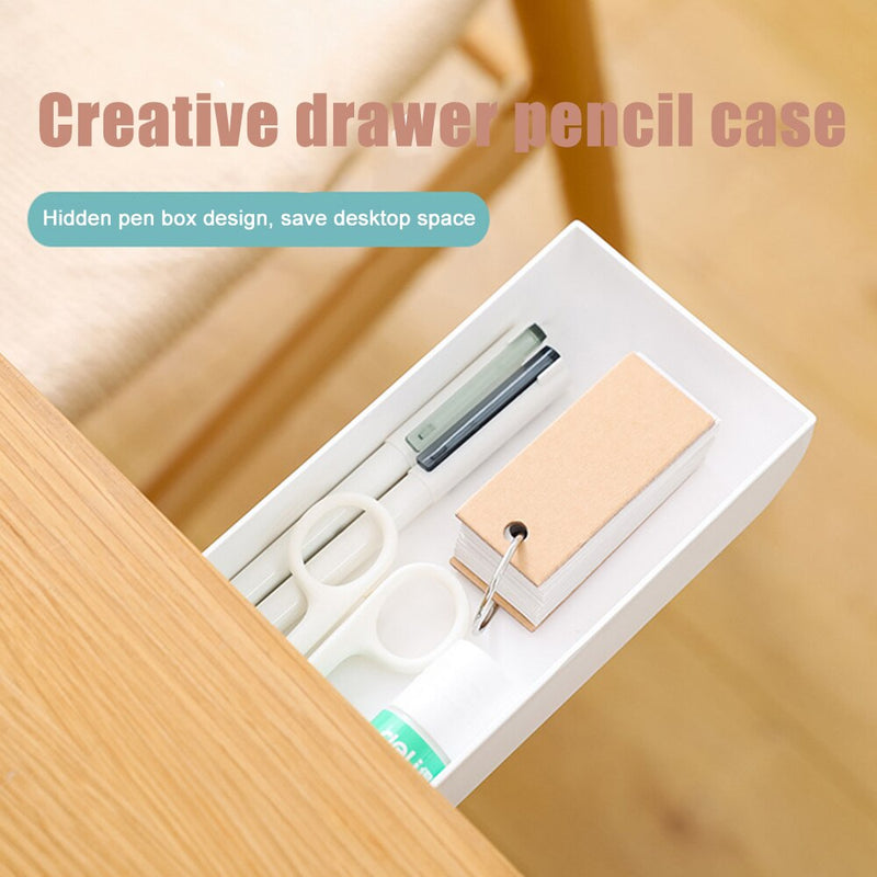 Self-Adhesive Storage Drawer Under Desk Pencil Tray Remote Control Key Mask