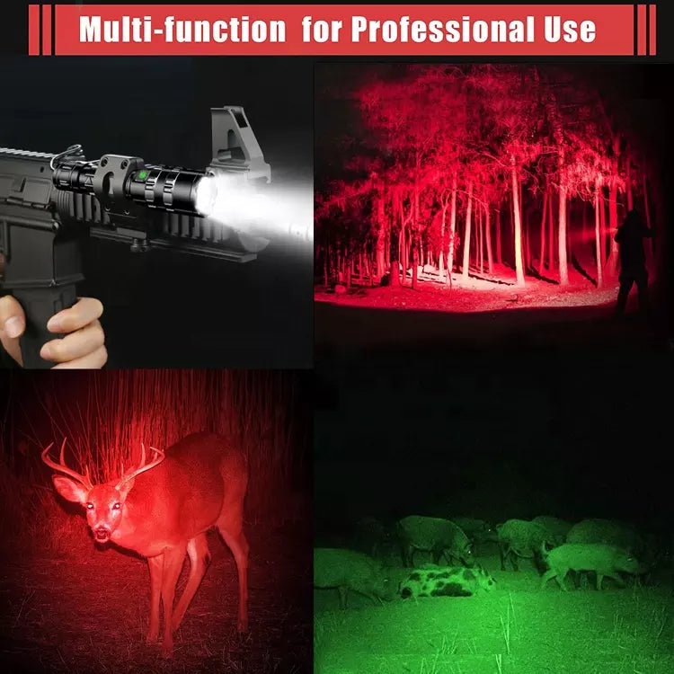 High Lumens USB Rechargeable Military Tactical Torch, Red Green Led Hunting Flashlight