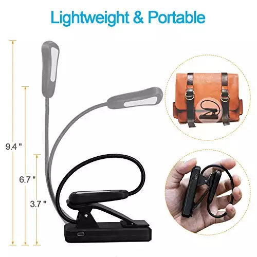 Rechargeable Book Reading Lights in with 3 Colors and 9 Brightness